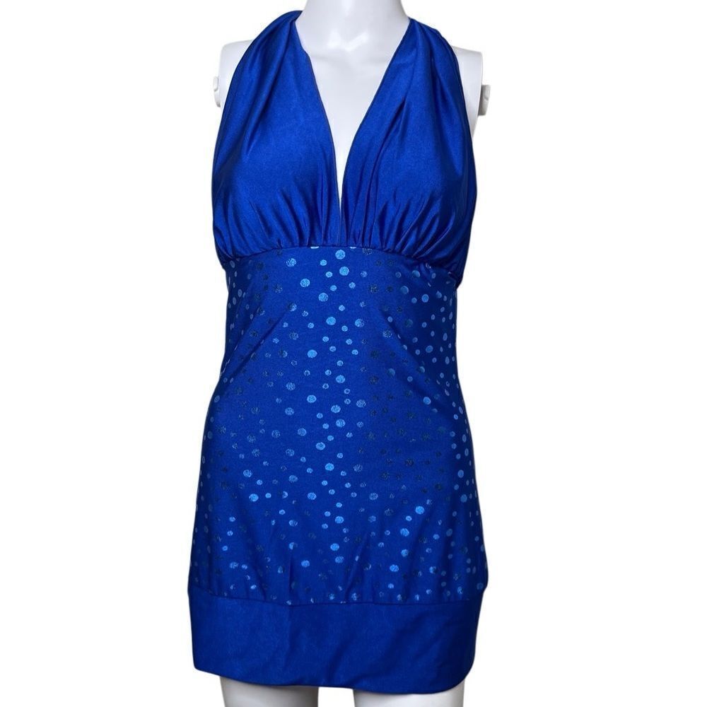 Dream Girl Polka Dot Halter Tunic Blue One Size Fits Most